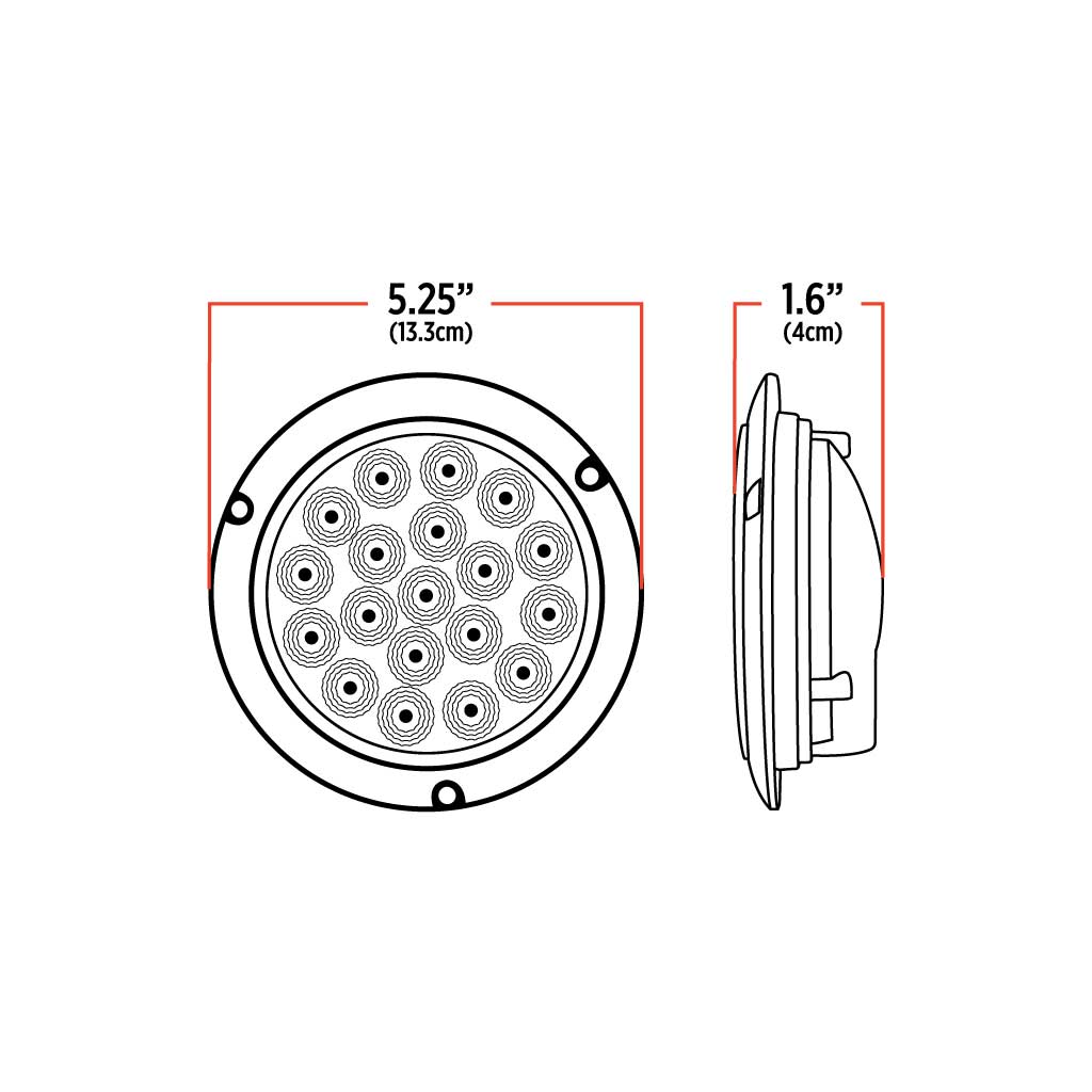 4" Red Stop, Turn & Tail Round Flange Mount LED Light – 19 Diodes